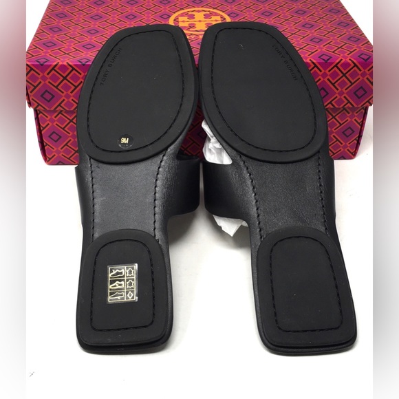 * SOLD Tory Burch Georgia Sandal Thong Comfort Leather Perfect Black, Sz 9 - Picture 8 of 12